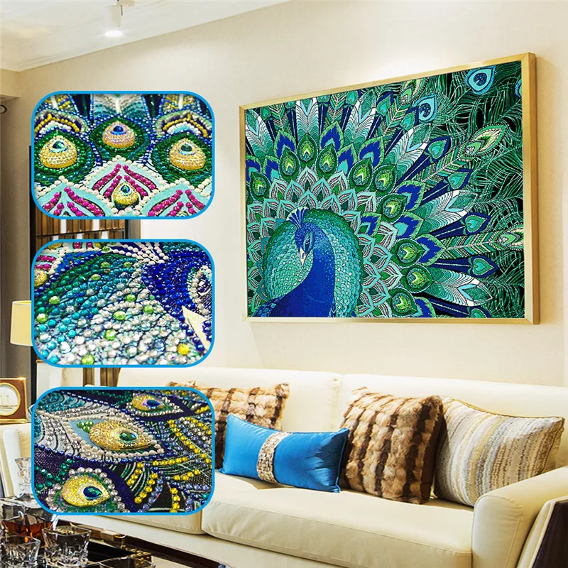 Abstract Peacock Animal Art Wholesale Special Shaped Diamond 5D Diamond Painting Kits AB Crystal Picture DIY Gift Home Decor