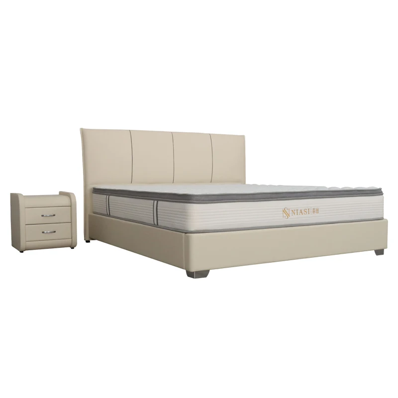 
NIASI Modern Living Room Soft Comfort Super King Size real Leather Beds bed frame 