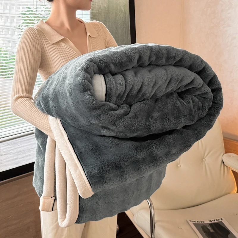 Factory drop shipping weighted winter warm eco-friendly custom logo home textile furnishing fur fleece throw blanket