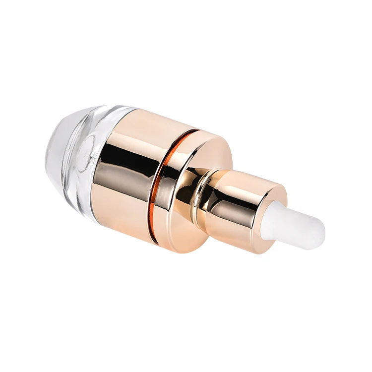 Luxury Silver Gold Aluminum Cover Essential Oil Dropper Bottle Metal Colored Cosmetic Serum Cylinder Glass Bottle with Dropper