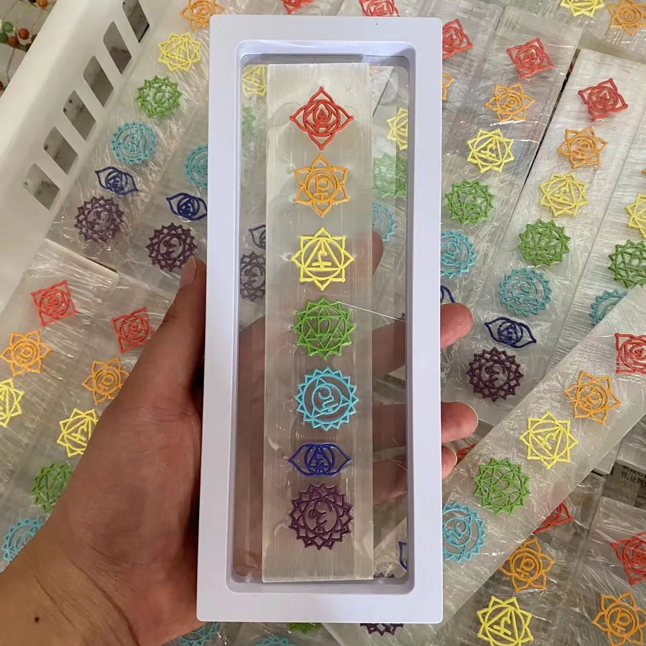 Factory Wholesale High Quality Natural Crystal Healing Selenite Wand  7 Chakra Rune Selenite Slice For Spiritual Healing