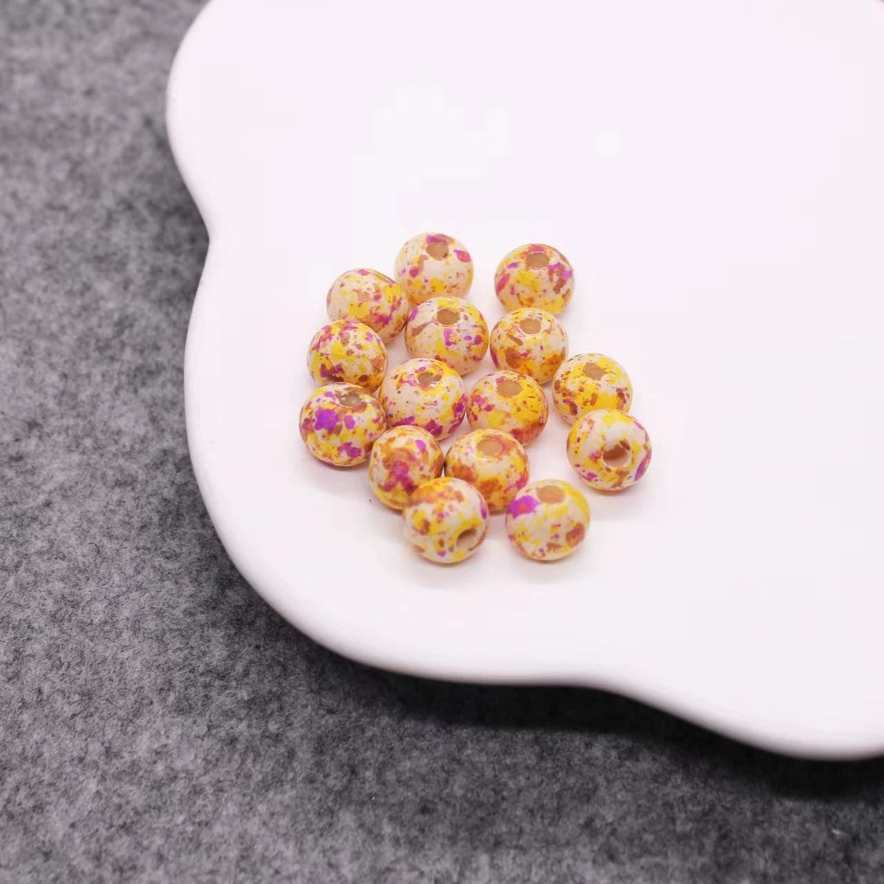 New Pattern Wooden Ball Natural Wood Unfinished Multi color Spot Beads for DIY Jewelry Accessories