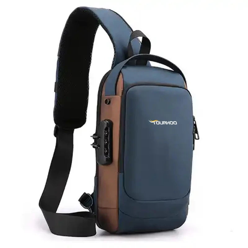 Factory Custom Waterproof Crossbody Bags With USB And Coded Lock Anti-theft Fashion and Function in One Sling Messenger Man Bag