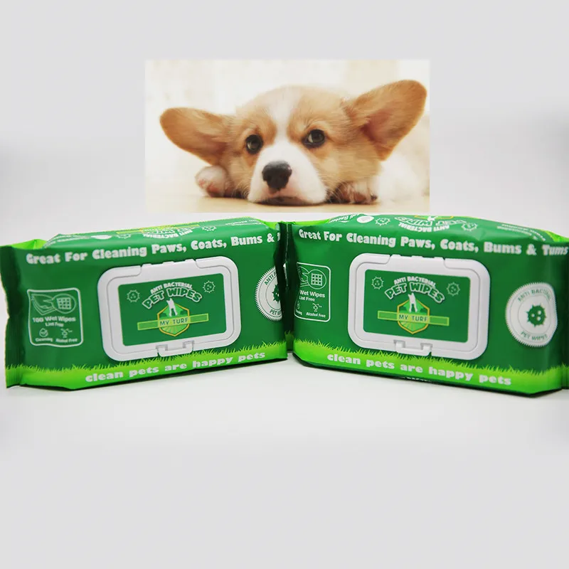 Private Label Super soft Pet Care non-woven anti bacterial Cat Dog Wipes Pet Grooming Pet Ear Eye Wet Wipes