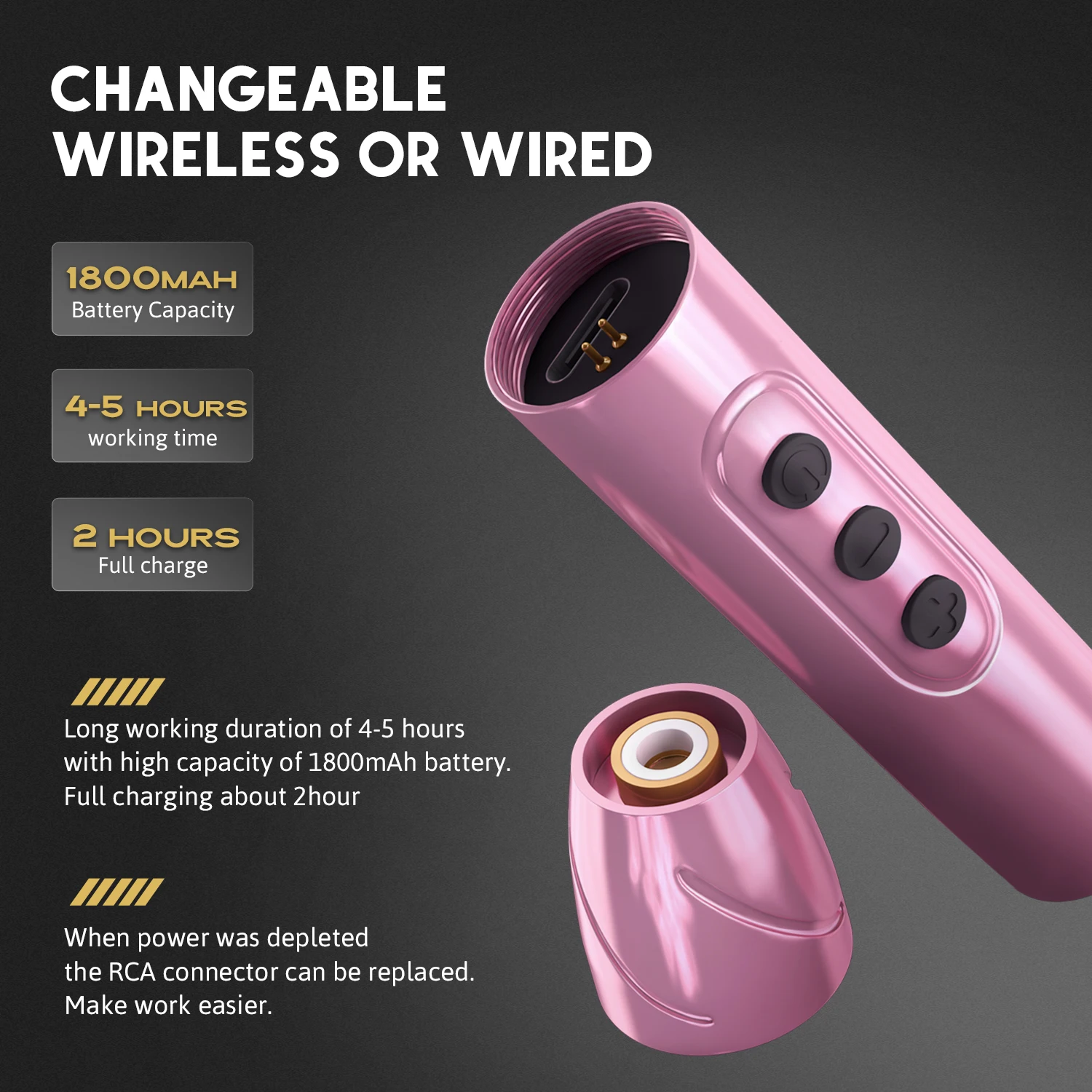 3.0mm Stroke Tattoo Pen Machine Strong Coreless Motor Adjustable Needle Depth RCA Model Wireless Tattoo Pen Machine Set