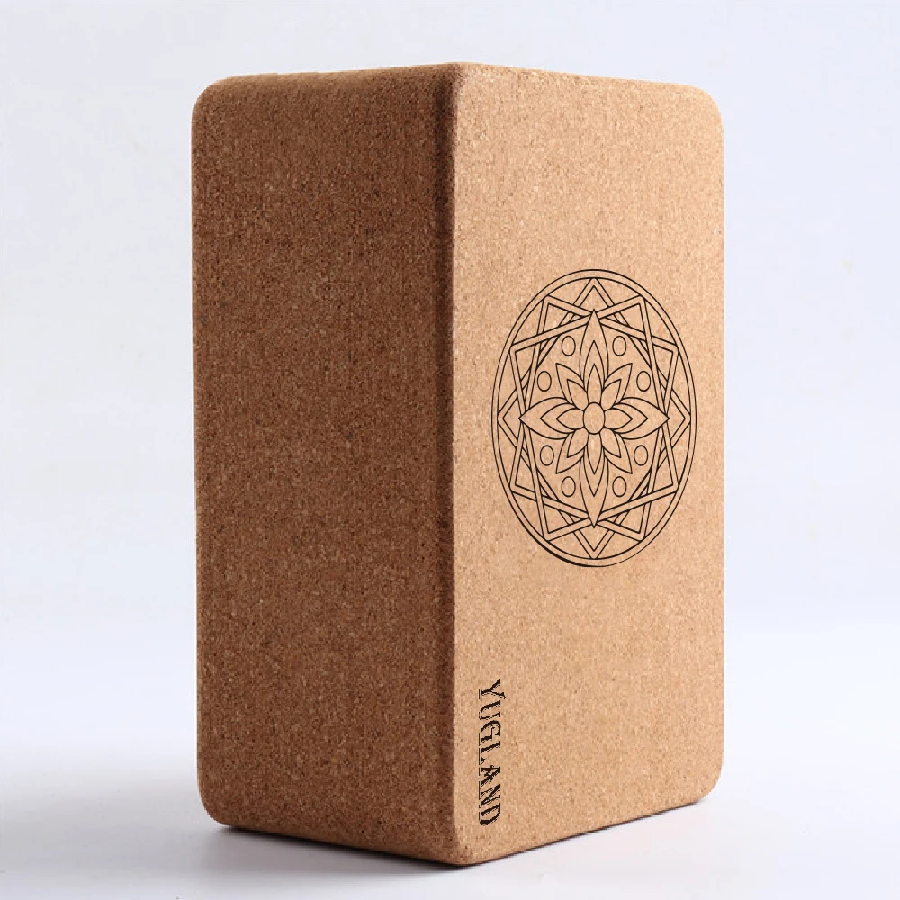 Wholesale high density eco friendly custom logo printed cork yoga block