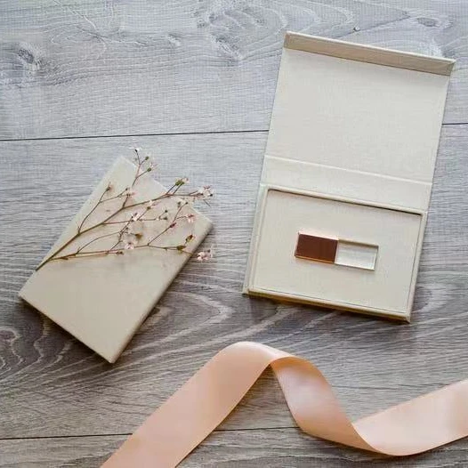 premium linen box glass crystal usb flash drive with linen box wholesale silver metal wedding USB3.0 stick 32GB 64GB kristalli
