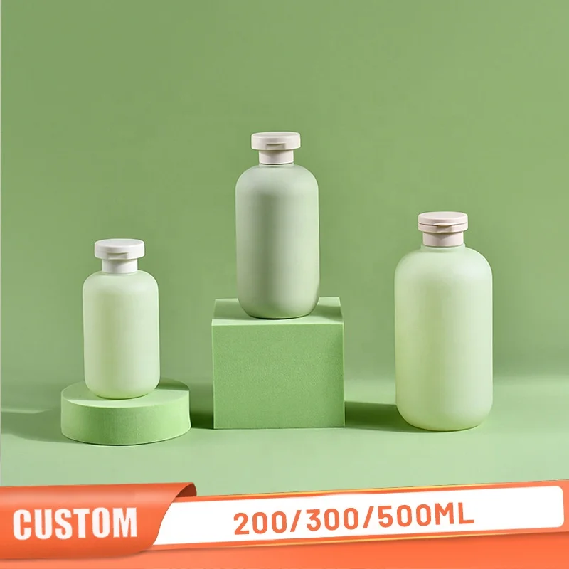 Skincare Packaging Body Wash Set 200ML 300ML 500ML Soft Touch Green Shampoo Bottle Matte Refillable Round Lotion Bottle
