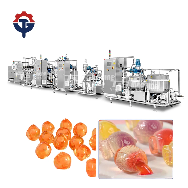 energy saving fully automated shiny gummy candy production line with oil sugar coating