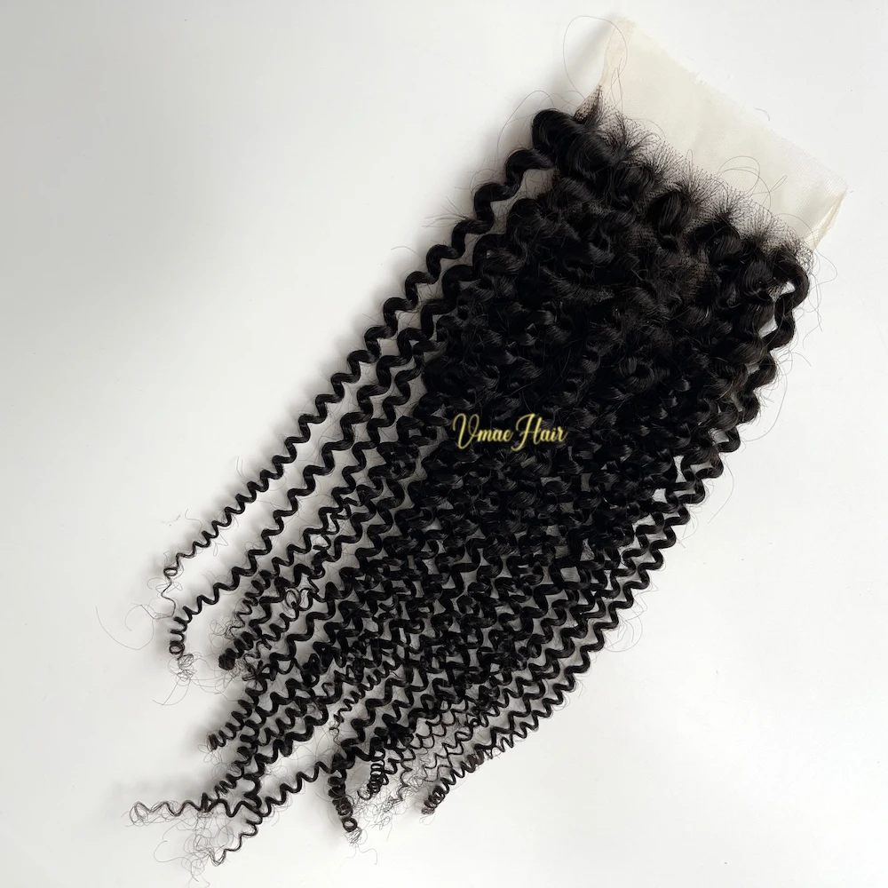 VMAE Raw Afro Kinky Curly Wavy Deep Wave Human Hair Extensions with Frontal HD Lace Closure Cuticle Aligned