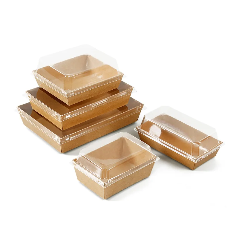 Transparent Kraft Paper Sandwich Pork Floss Dessert Fried Chicken Salad Sushi Packing Lunch Box with transparent lid