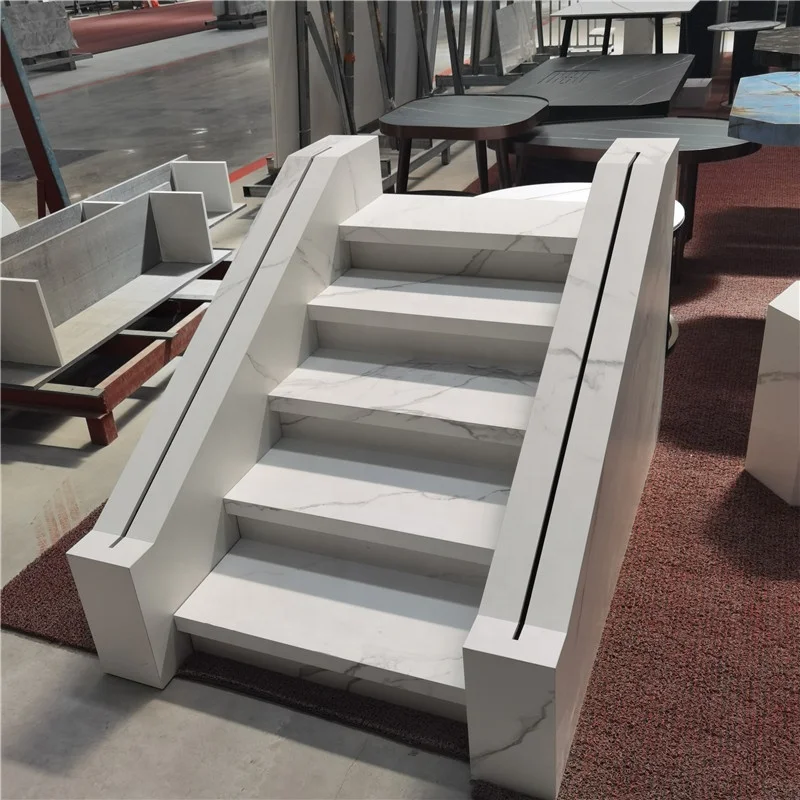 Marble Stair Steps Making Calacatta White Marble Stair Treads White Polishing  Tiles On The Stairs