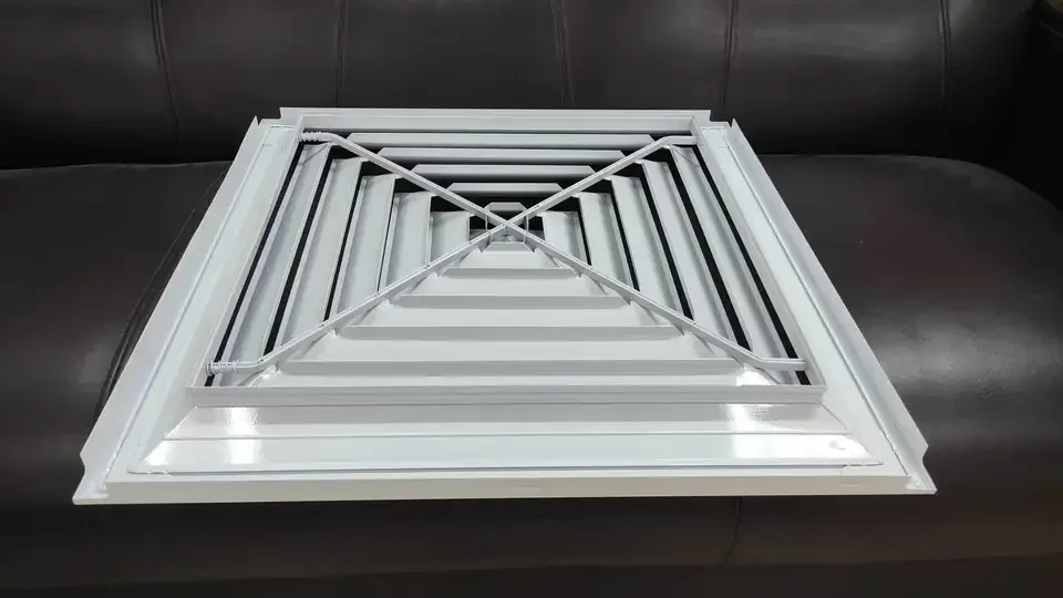 Aluminium Alloy Material Building Aluminum Louvers Grille HVAC 4-ways Square Diffuser
