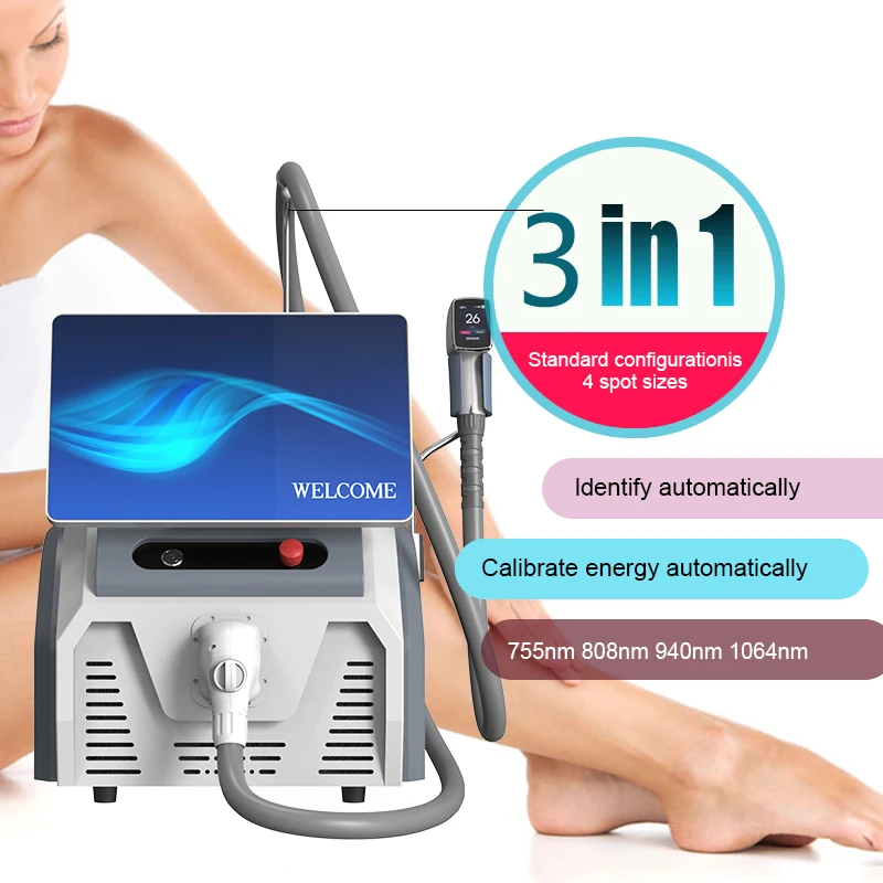 Jontelaser Newest Rental System 3 Wavelength 808Nm/808 Non Crystal Diode Machine For Painless Laser Hair Removal