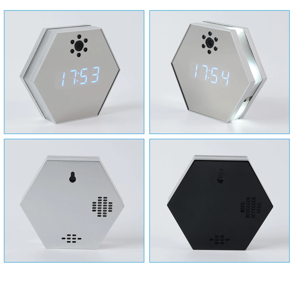 Wireless Multi Function alarm clock WiFi security CCTV Camera wall Clock Colorful Night Light Nanny Cam covert camera