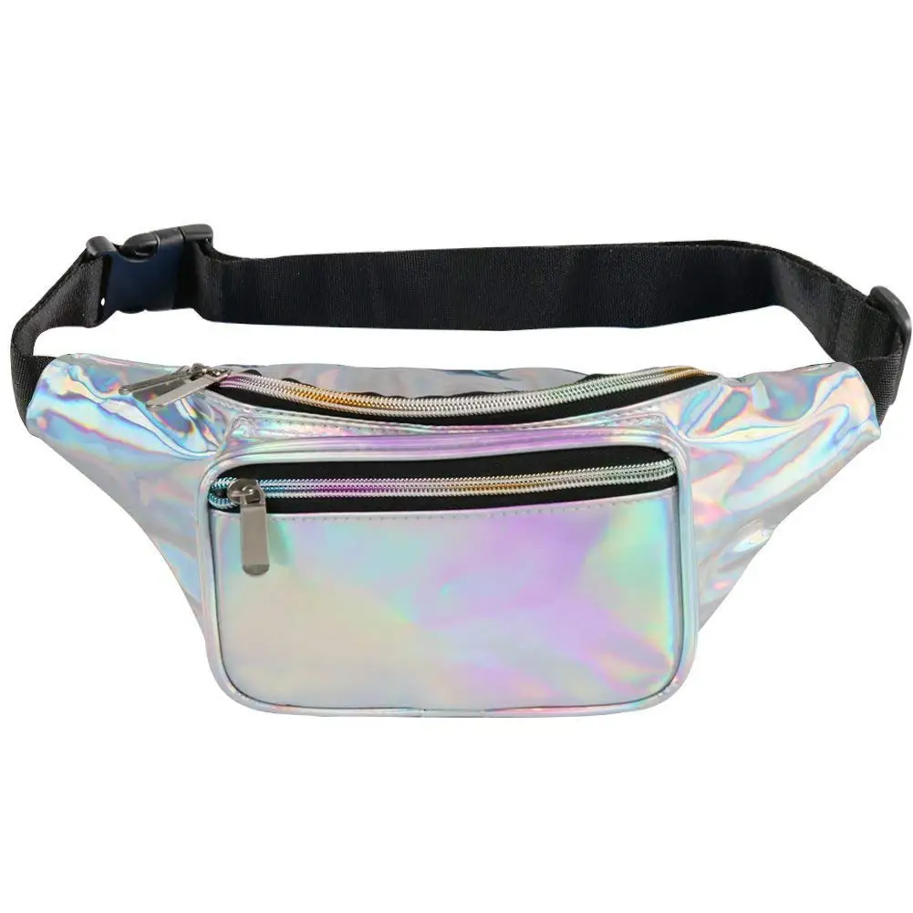 Summer Laser Waist Bag with Adjustable Belt for Rave Festival Travel Party Holographic Fanny Pack for Women