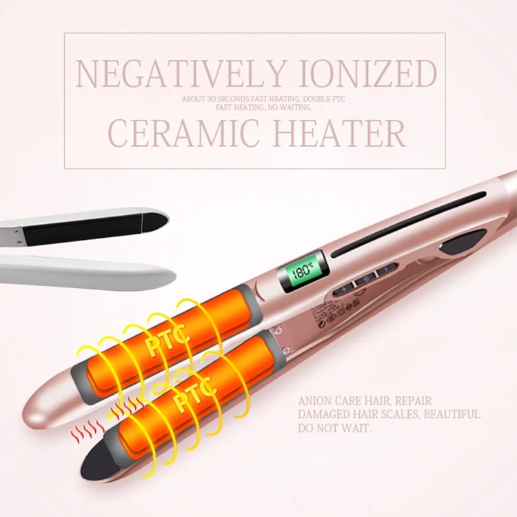 Custom Flat Irons 1inch Ceramics Titanium Plates 2 in 1 Straightening and Curling Hair Straightener