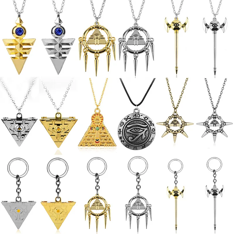 Anime Yu-Gi-Oh necklace Millennium Wisdom Wheel 3d Pyramid Pendant Necklace promotional keychains