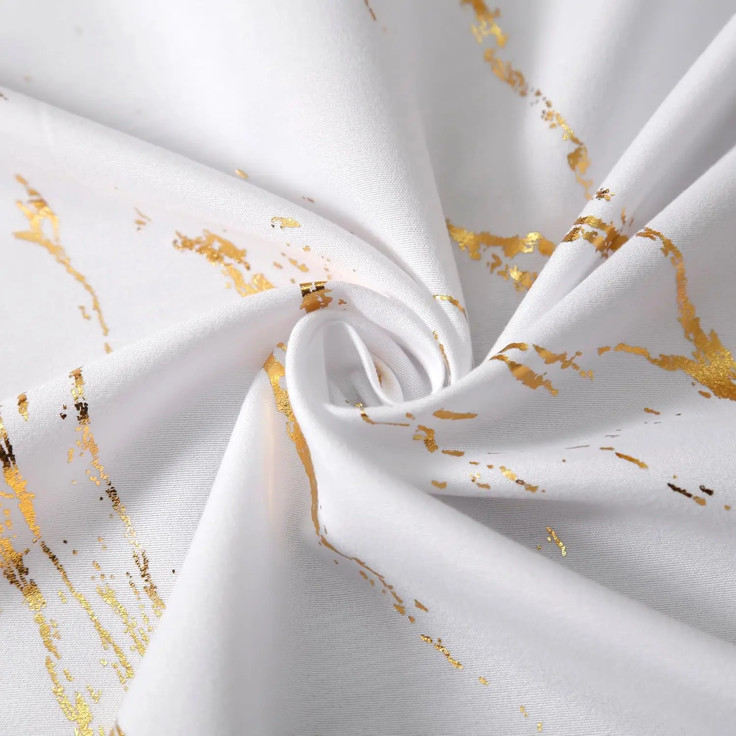 CF HPS17 Custom Silver Gold Foil Print marble shower curtain fabric 12 hooks waterproof luxury custom shower curtains set