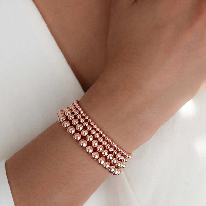 Оптовая продажа, штабелируемые браслеты из бусин 14 к с золотым наполнением, минималистичный эластичный браслет из бисера