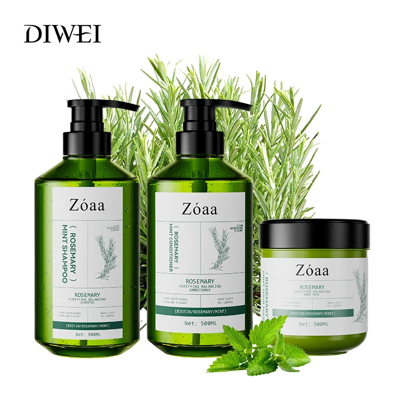DIWEI Private label розмариновое масло Шампунь биотин сульфат бесплатно органический натуральный веганский шампунь для роста волос и набор кондиционеров