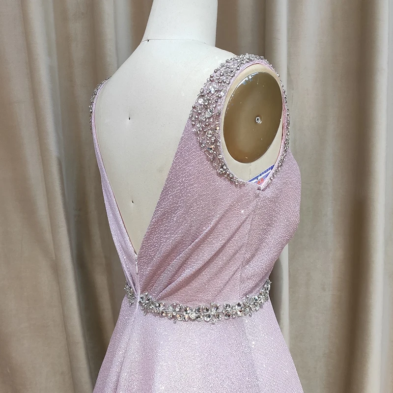 Custom High Quality Latest Gown Evening Dress A Line Long Pink Evening Dresses for Women