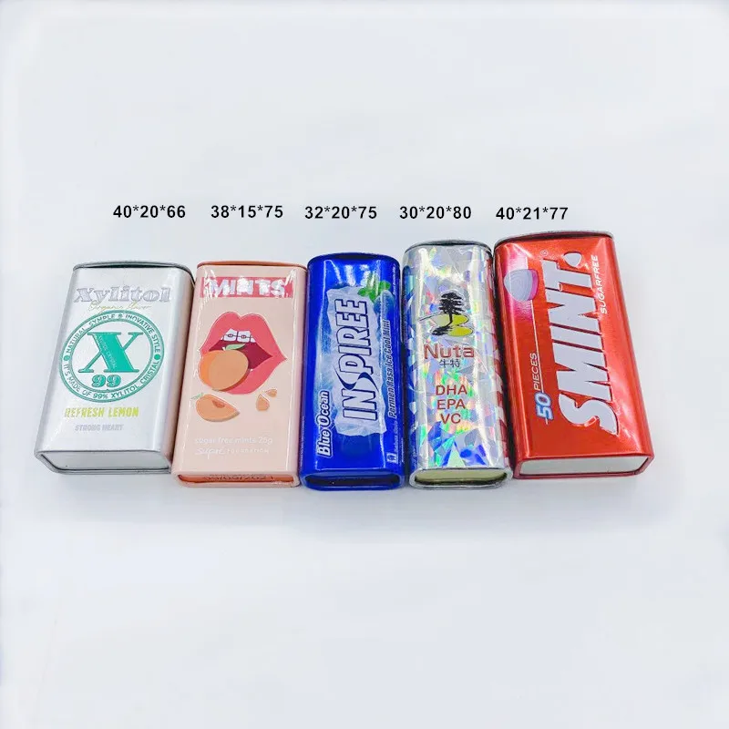 Amazon HOT Sale Xylitol Mint Box Chew Gun Mini Candy Tin Box With Hinged Lid
