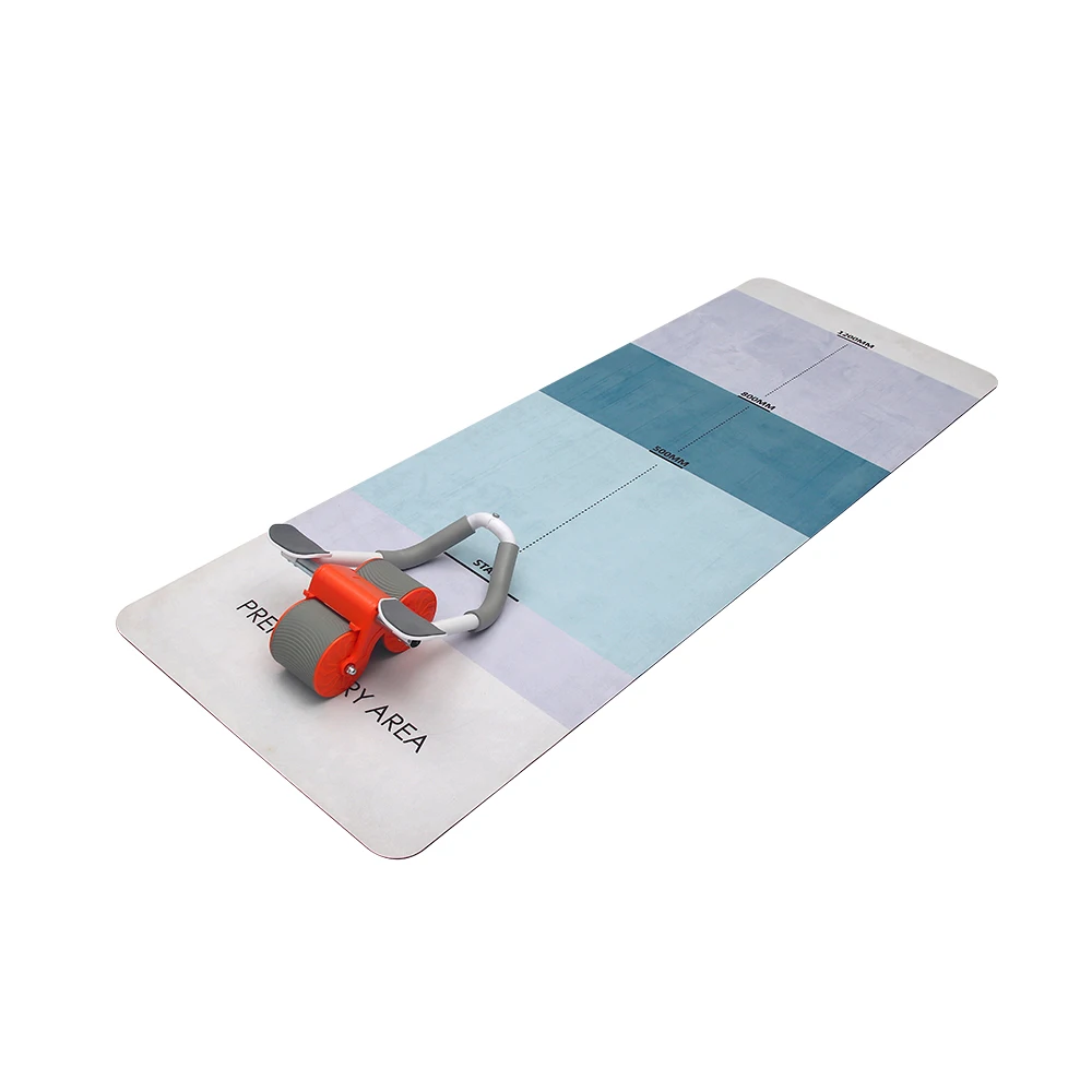 New Fitness Workout yoga Mats Automatic Rebound Abdominal Wheel Roller color printing Suede Yoga Mat eco friendly