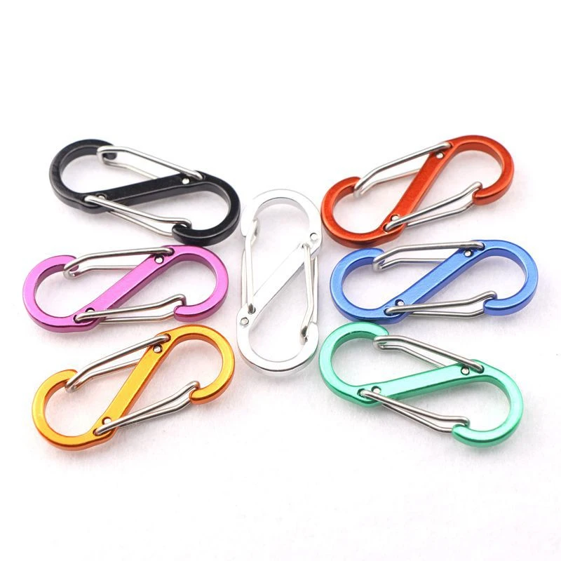 5cm Colorful Stock S Shape Carabiner Hook Mini Aluminum Carabiner Clip S Carabiner