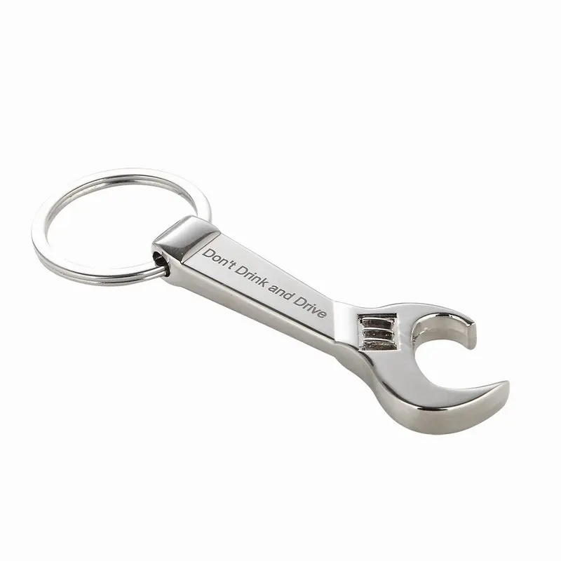 Well Polished Metal Bottle Opener Keychain In Wrench Spanner Shape With Laser Logo Bottle Opener Key Ring