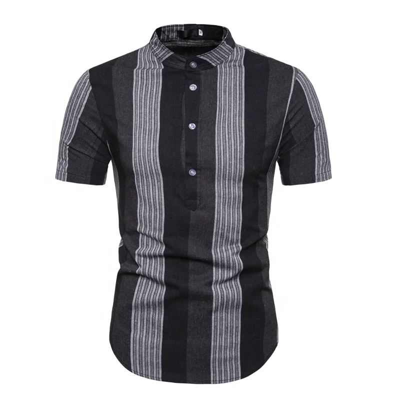 Latest style striped design short sleeve slim fit African clothing men t shirts