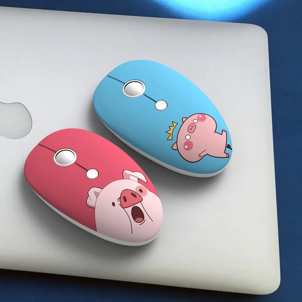 Portable Cute Cartoon Printed Pig Tiger Mouse Optical 2.4G USB Wireless Mouse office PC Laptop