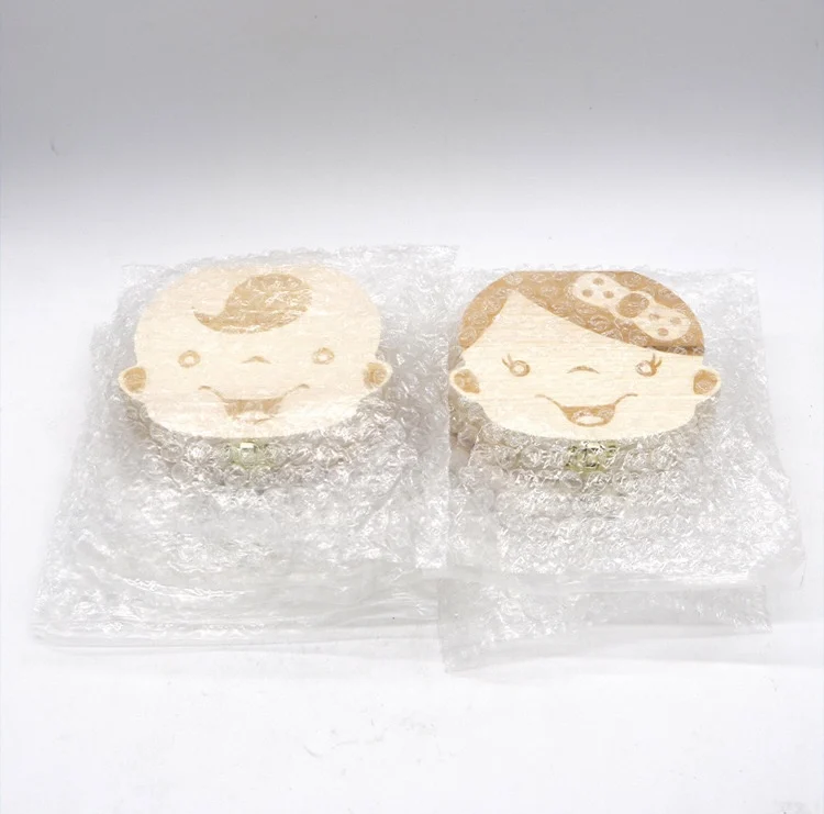 wholesale custom engrave children education tool wooden baby keepsake organizer box kids milk tooth box with lock for memory