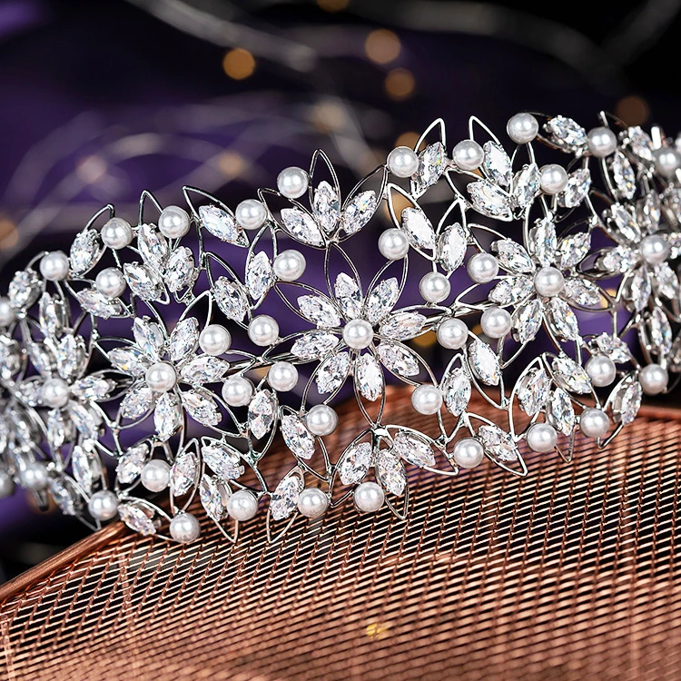 Bridal Headpiece Flower Design Women Wedding Crowns Bridal Hair Accessories Party Tiaras And Crown Cubic Zircon BC5231 Corona