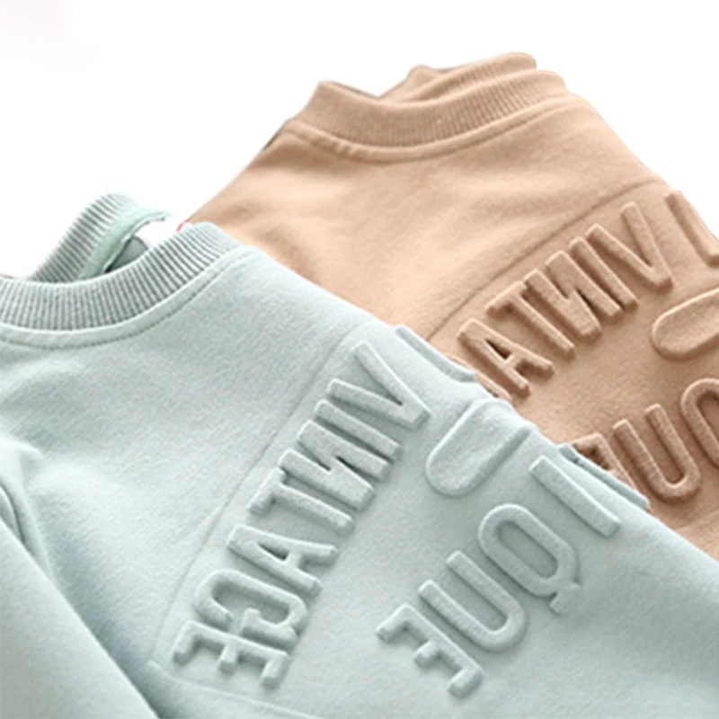 Custom blank 3d embossed french terry heavyweight 100% cotton oversized crewneck sweatshirt