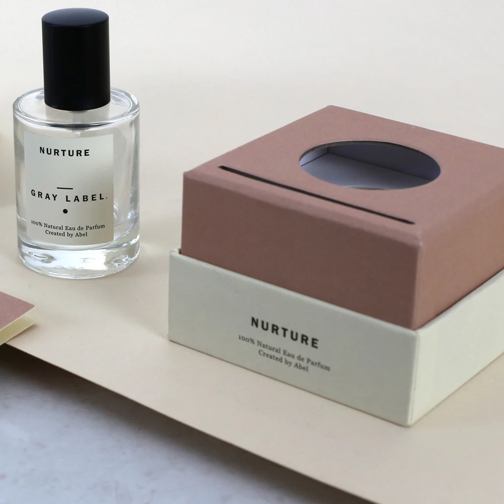 Customized Logo cover and tray paper box Paperboard 30ml 50ml 100ml empty Round Bottle Perfume Box Packaging