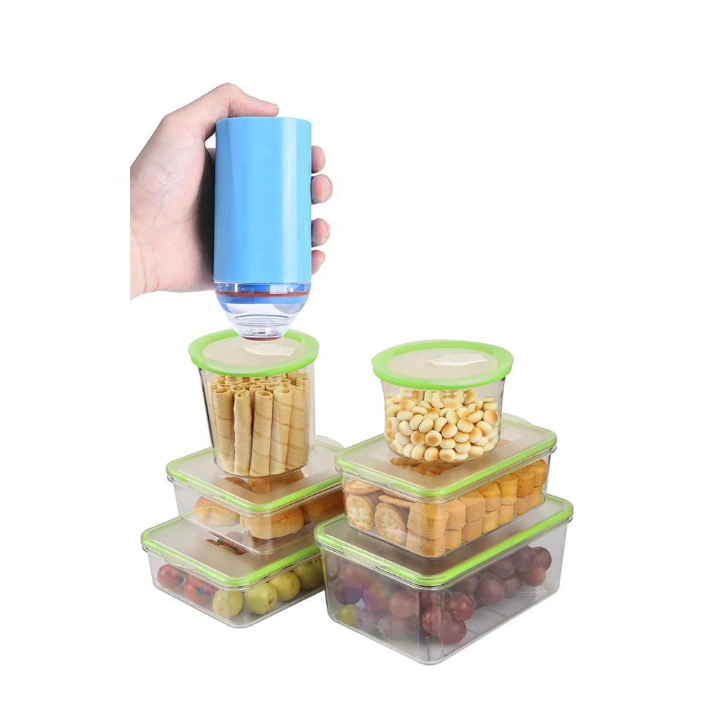 Plastic cheese container for food with vacuum pump