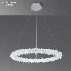 Custom 3 Rings Chandelier Indoor Hotel Household Designer Lustre Nordic Round Modern Crystal LED Pendant Light For Restaurant