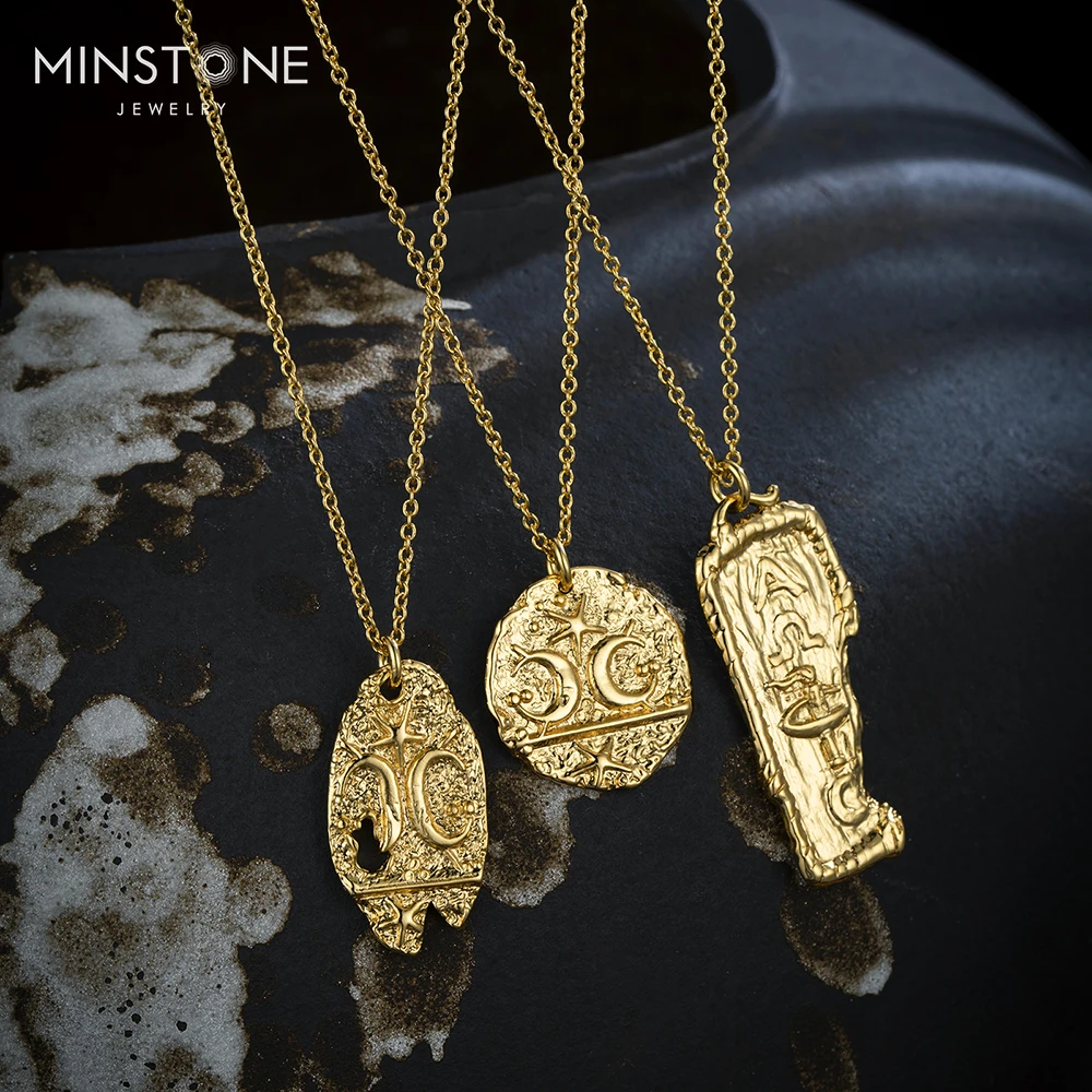 2022 14K gold moon star lion eyes round pendant medallion choker for Women vintage necklace victorian jewelry memorial jewelry