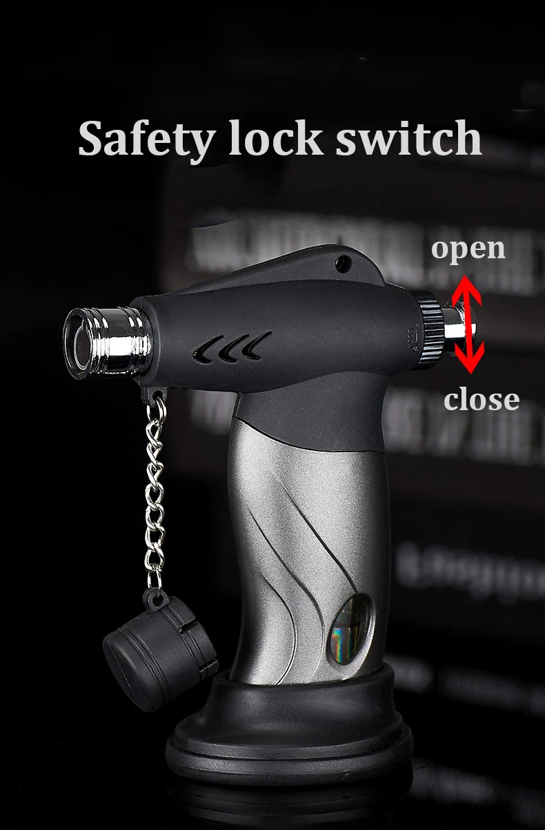 Debang Wholesale Custom Logo Welding Gun Windproof Gas Refillable BBQ Lighter Gun Blue Flame Torch Cigar Lighter