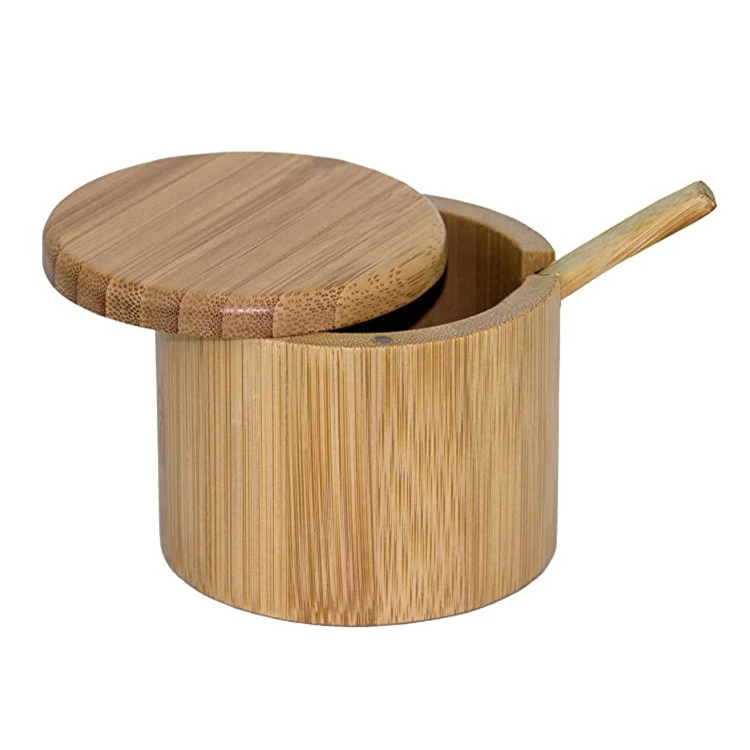 Storing table salt bamboo fashion tasteless wooden spice box in single pieces