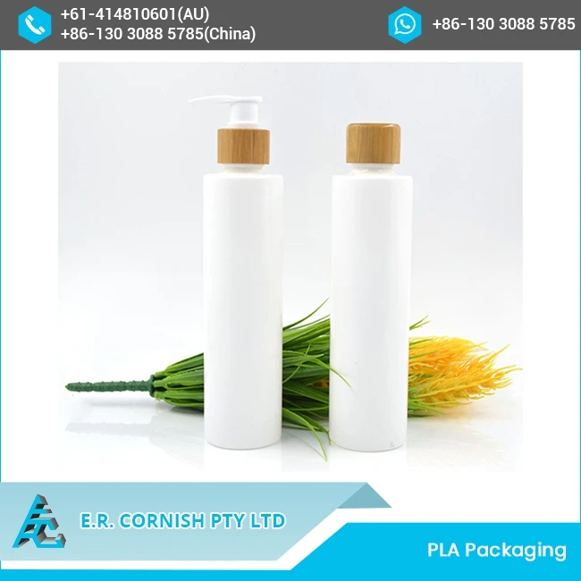 100% Biodegradable Shampoo PLA Plastic Bottle Pump Plastic Bottle With Bamboo Lid