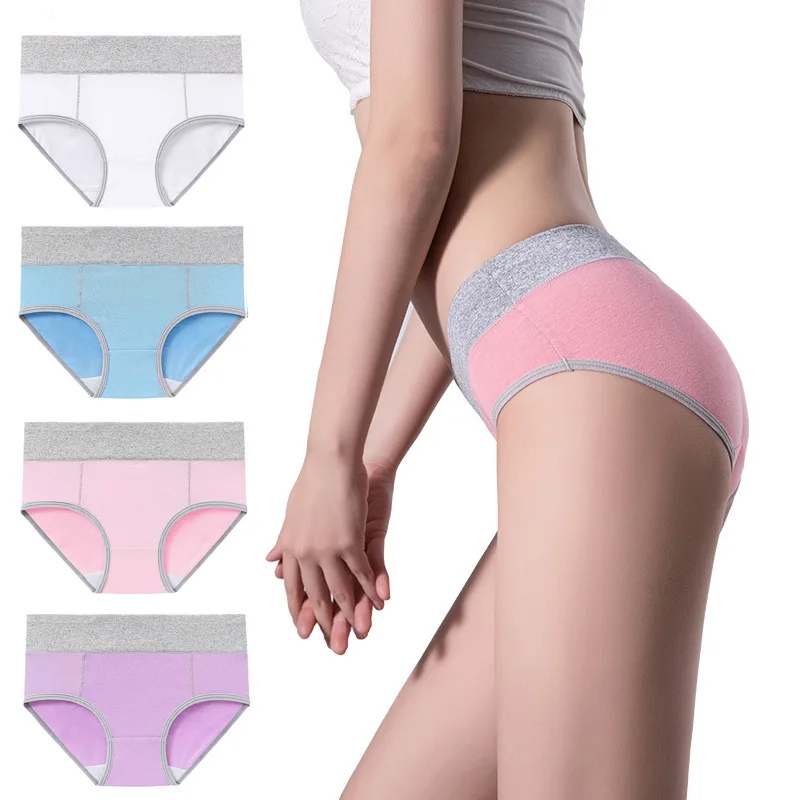 Women Plus Size Underwear Underwear Panties Contrast Color Breathable Women Panties Mid-rise Comfortable Cotton Bikini for Women