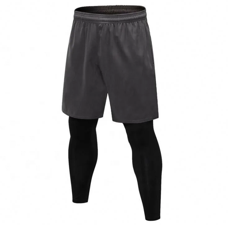 
Sports wear Men Running Tights Short Gym Pants Leggings Skinny Mens Compression Pants Sets 