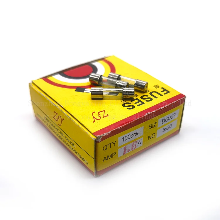 fast 5x20 glass tube fuse F1.6AL250V fuse tube quick break fuse 1600ma  protection components