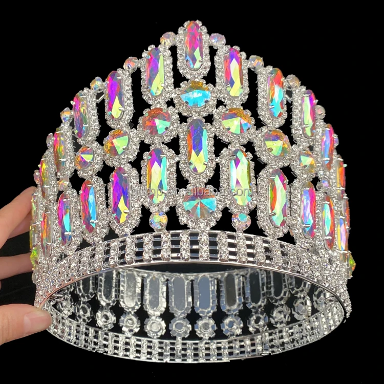 Ab Stones Crowns Rhinestone Fully Round Crystal Beauty Tiaras