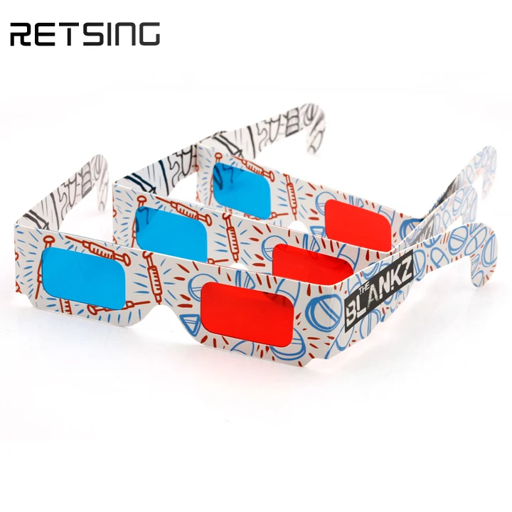 Customized Printing Red Cyan Anaglyph 3D Paper Eye Glasses Red Blue 3D Cardboard Glasses