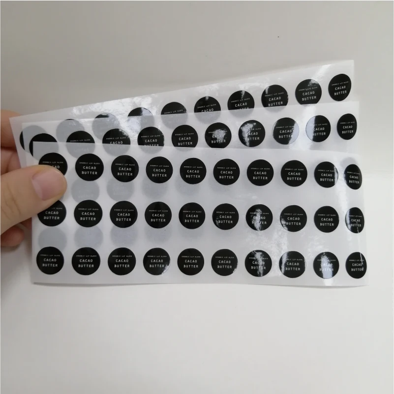 Custom Small Quantity  Cosmetic Stickers Custom Printed for Lip  Gloss Small Round Circle Labels , Vinyl   Glossy Stickers