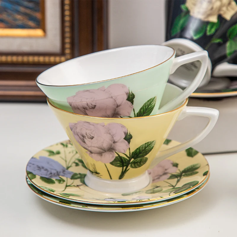 Rosie Lee Botanic Fine Bone China Large Capacity Afternoon Tea Cup And Saucer