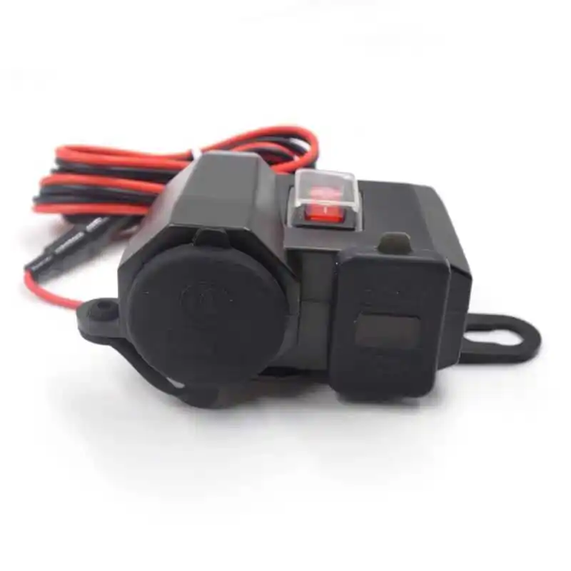 Electric Motorcycle Dual USB Cell Phone 2.1A Fast Charger Cigarette Lighter With Switch Voltmeter Car Charger Waterproof